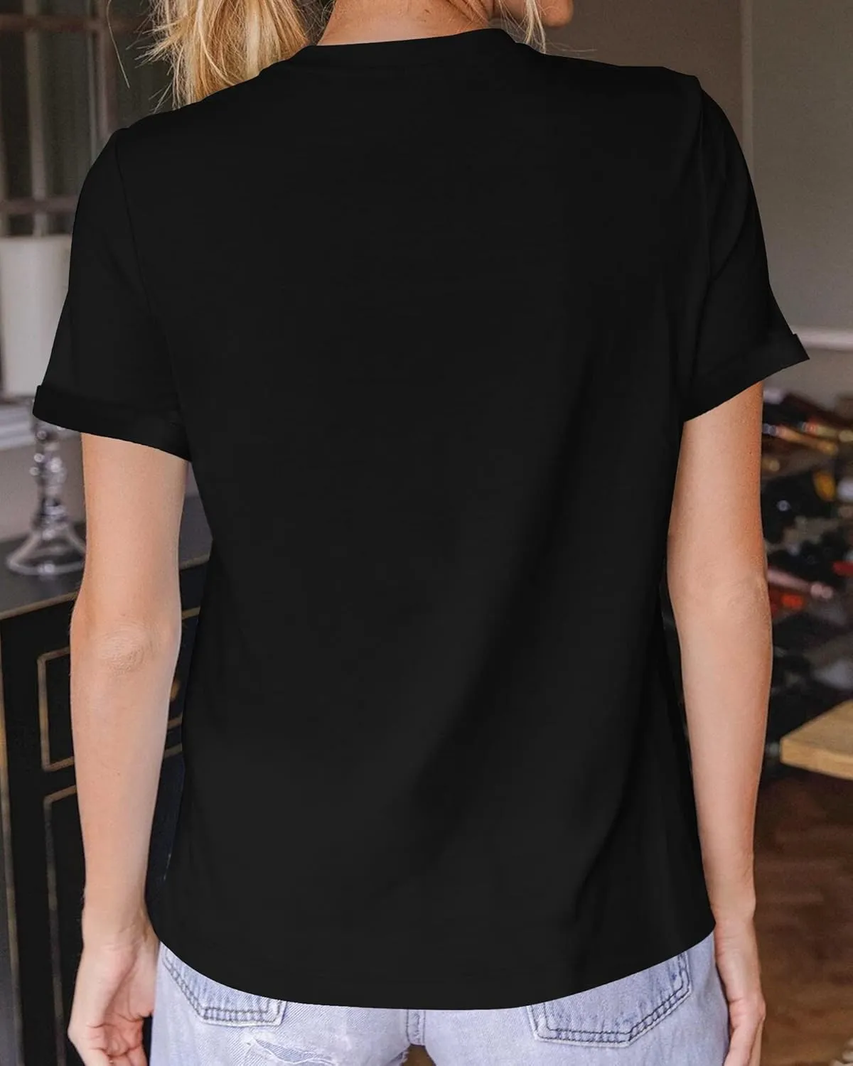HERLOLLYCHIPS Women Cute Heart Graphic Crewneck Short Sleeve Regular Fit Casual Tee T-Shirts Tshirt Tops