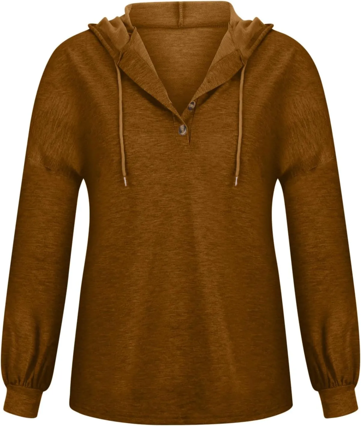 Hoodies for Women Lantern Long Sleeve Sweatshirts Button V Neck Shirts Hooded Pullover Casual Trendy Party Daily Top