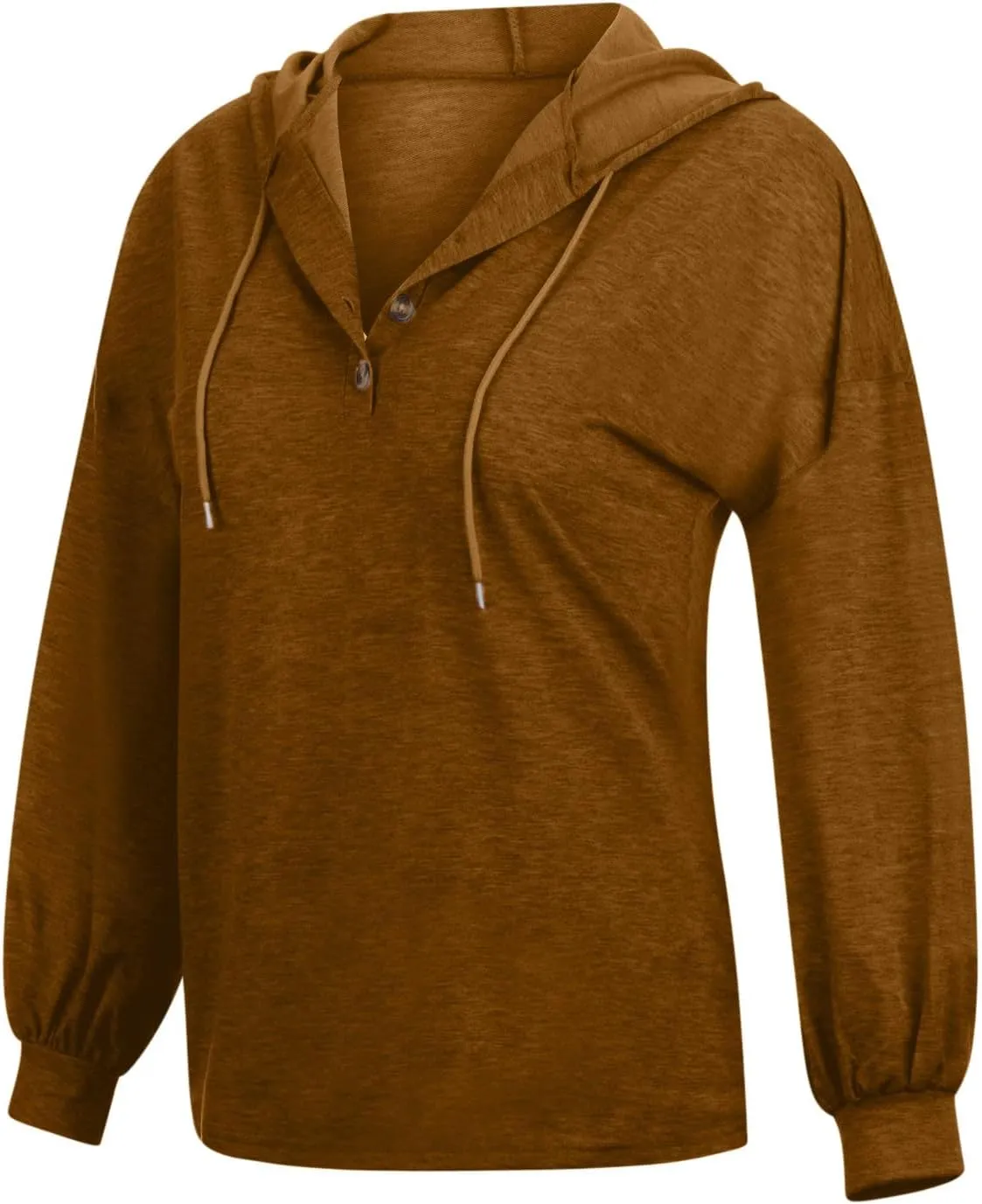 Hoodies for Women Lantern Long Sleeve Sweatshirts Button V Neck Shirts Hooded Pullover Casual Trendy Party Daily Top