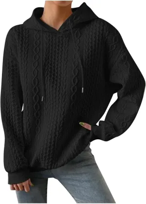 Hoodies For Women,Cable Knit Oversized Sweatshirts Solid Color Hoodies Pullover Fall Sweatshirts For Women
