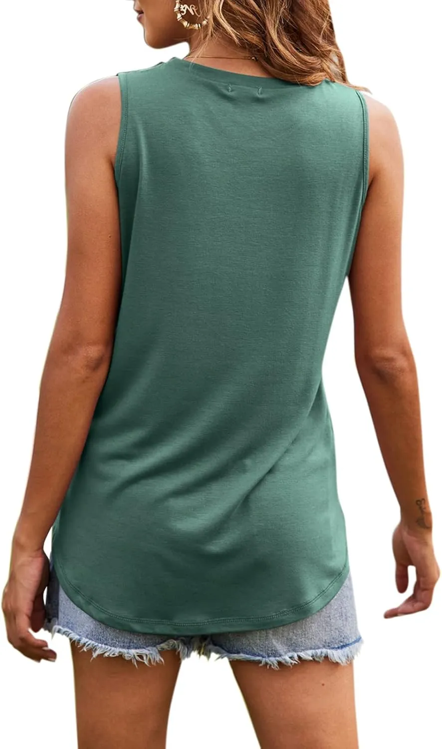 Hount Women's High Neck Tank Tops Summer Sleeveless T Shirts Loose Fit with Pockets