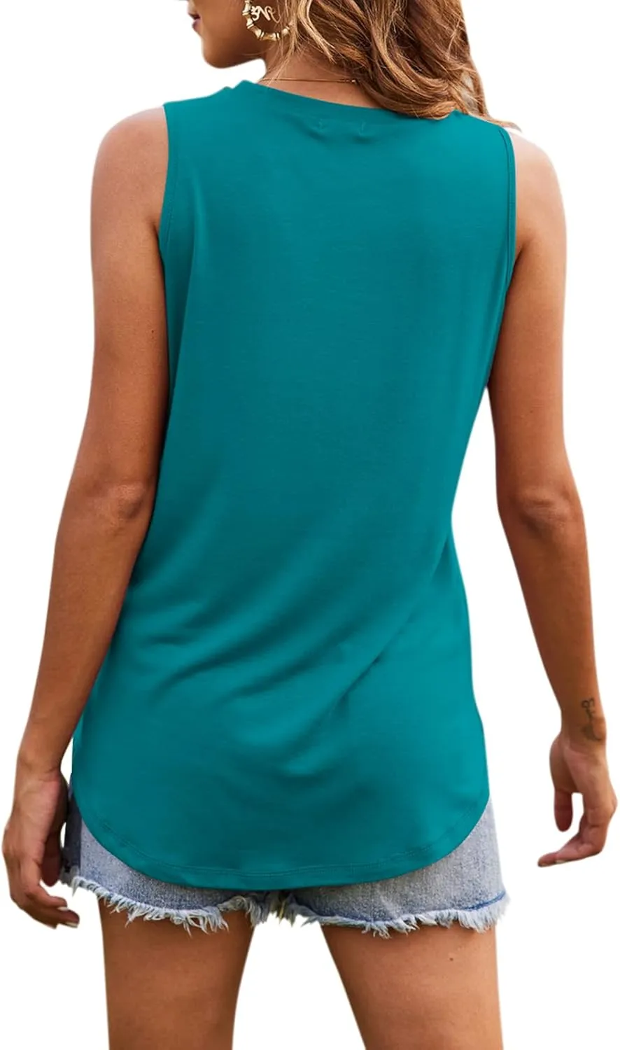 Hount Women's High Neck Tank Tops Summer Sleeveless T Shirts Loose Fit with Pockets