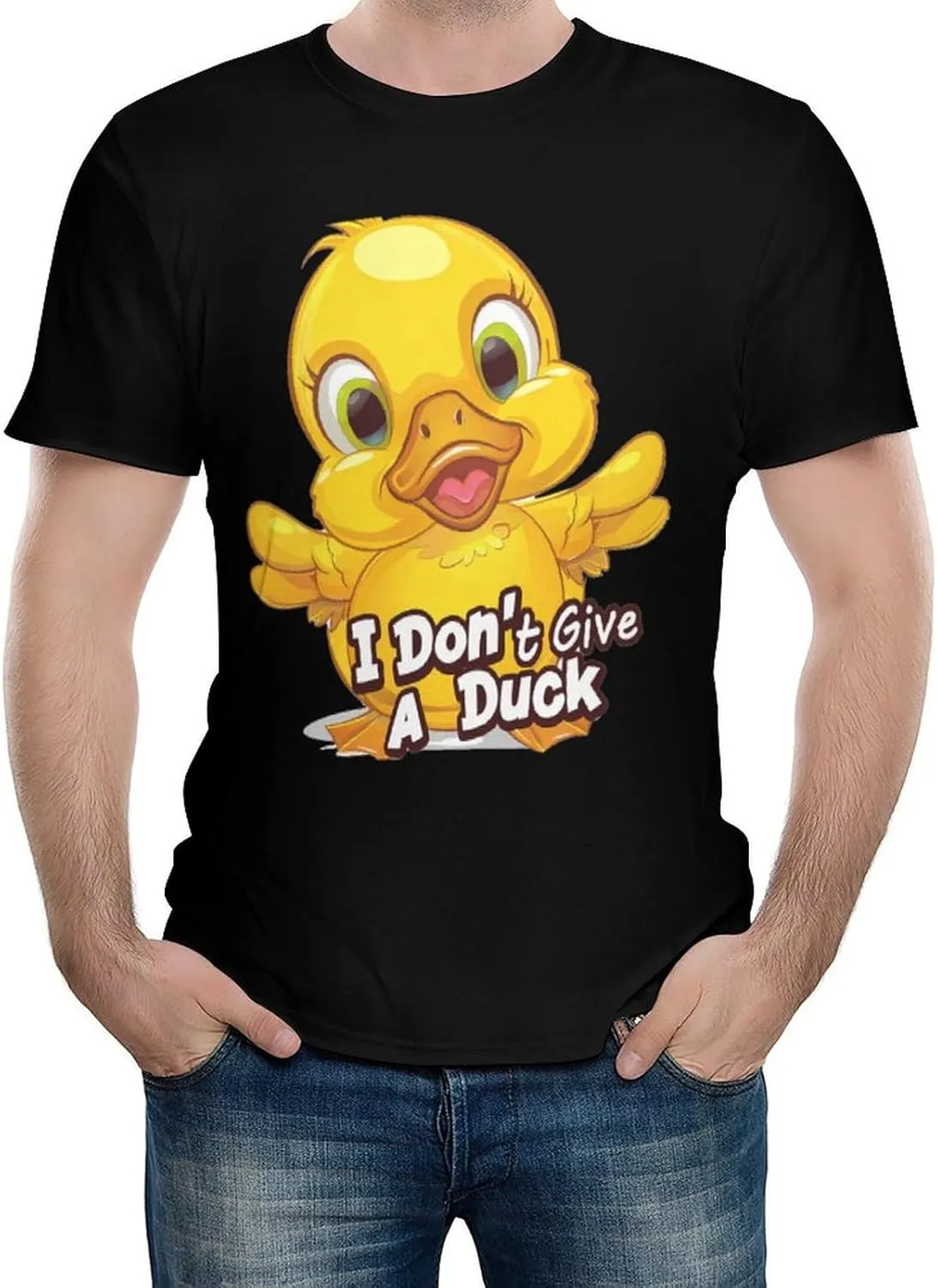 I Don't Give A Duck Funny Men's T-Shirt Short Sleeve Crewneck Shirt Casual Workout Tee Top
