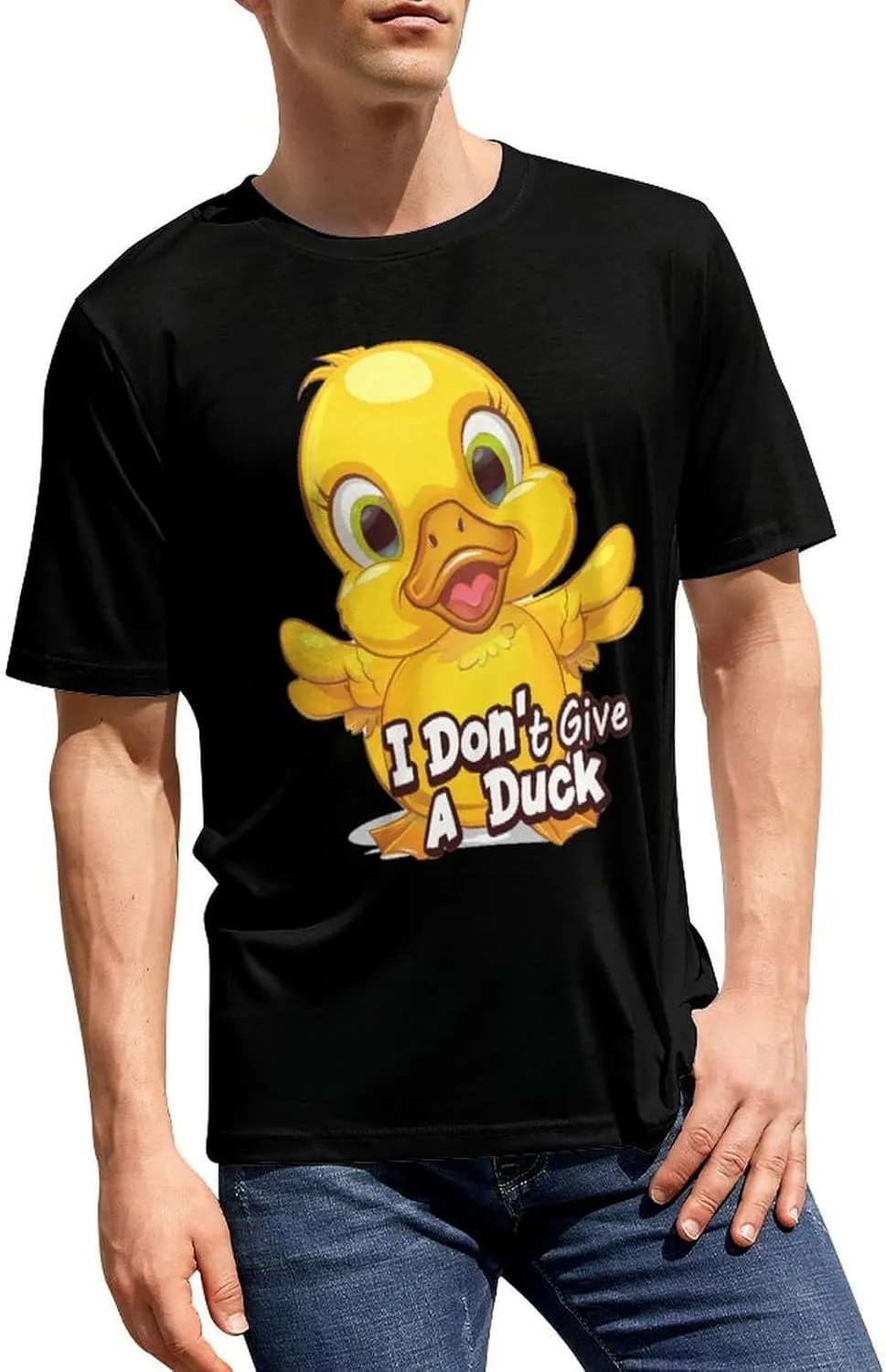 I Don't Give A Duck Funny Men's T-Shirt Short Sleeve Crewneck Shirt Casual Workout Tee Top