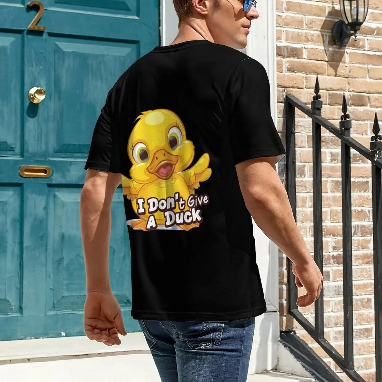 I Don't Give A Duck Funny Men's T-Shirt Short Sleeve Crewneck Shirt Casual Workout Tee Top
