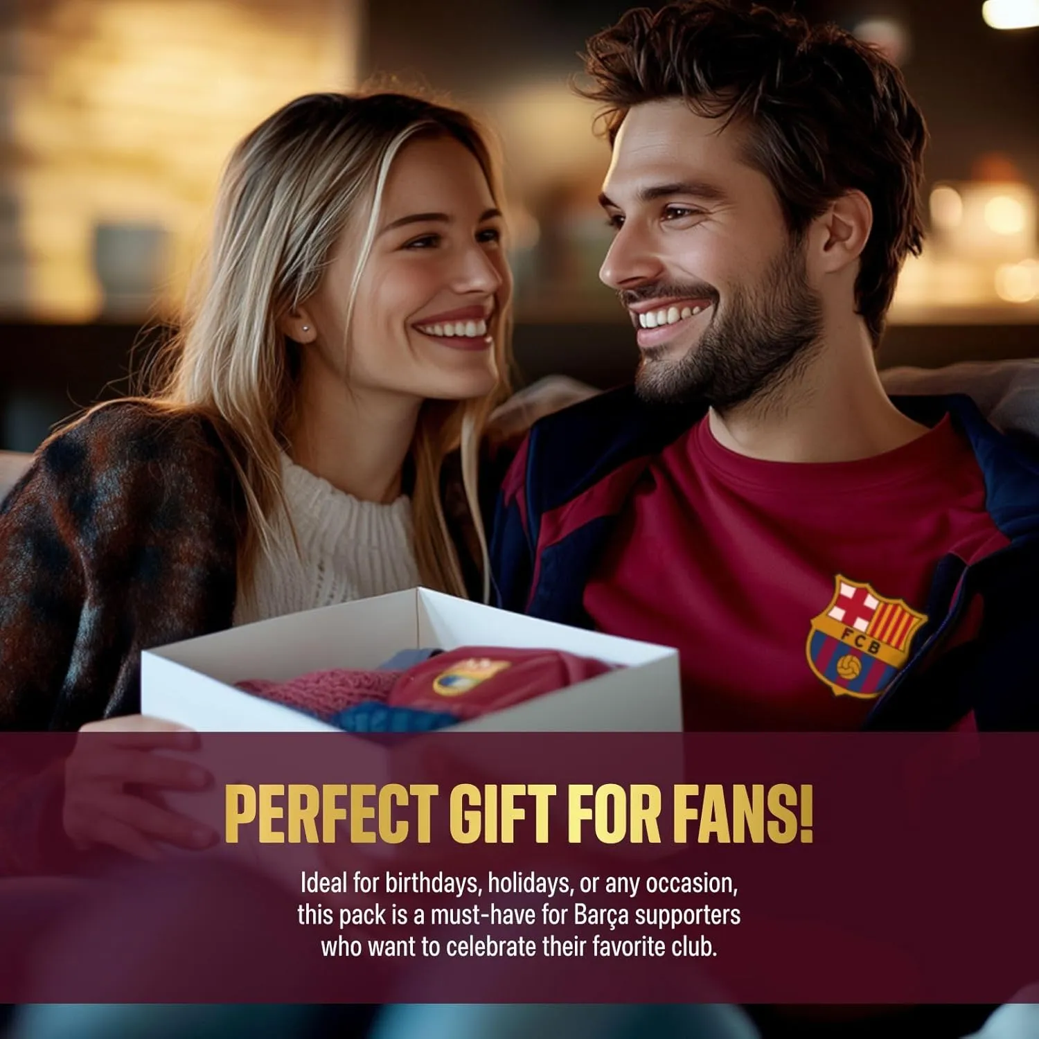 Icon Sports Officially Licensed FC Barcelona Ultimate Fan Pack, 5-Piece Soccer Set - Jacket, T-Shirts, Scarf & Soccer Ball
