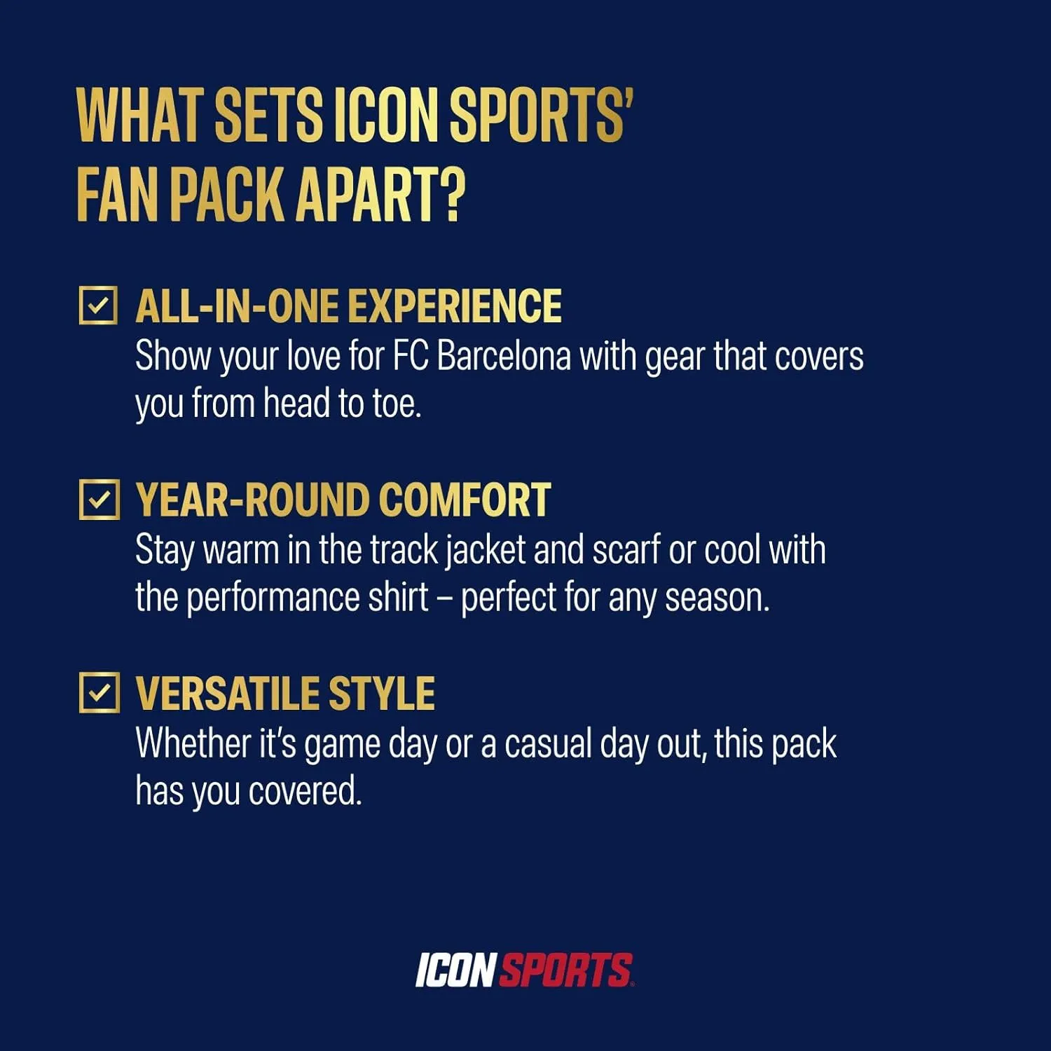 Icon Sports Officially Licensed FC Barcelona Ultimate Fan Pack, 5-Piece Soccer Set - Jacket, T-Shirts, Scarf & Soccer Ball