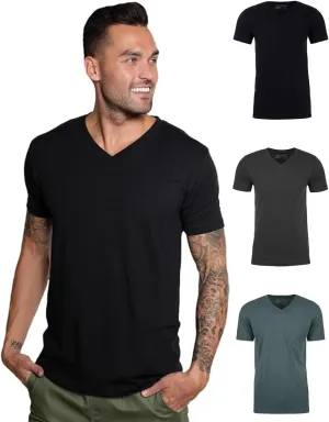 INTO THE AM Premium V Neck T Shirts for Men - Modern Fitted Tees S - 2XL Vneck Undershirts