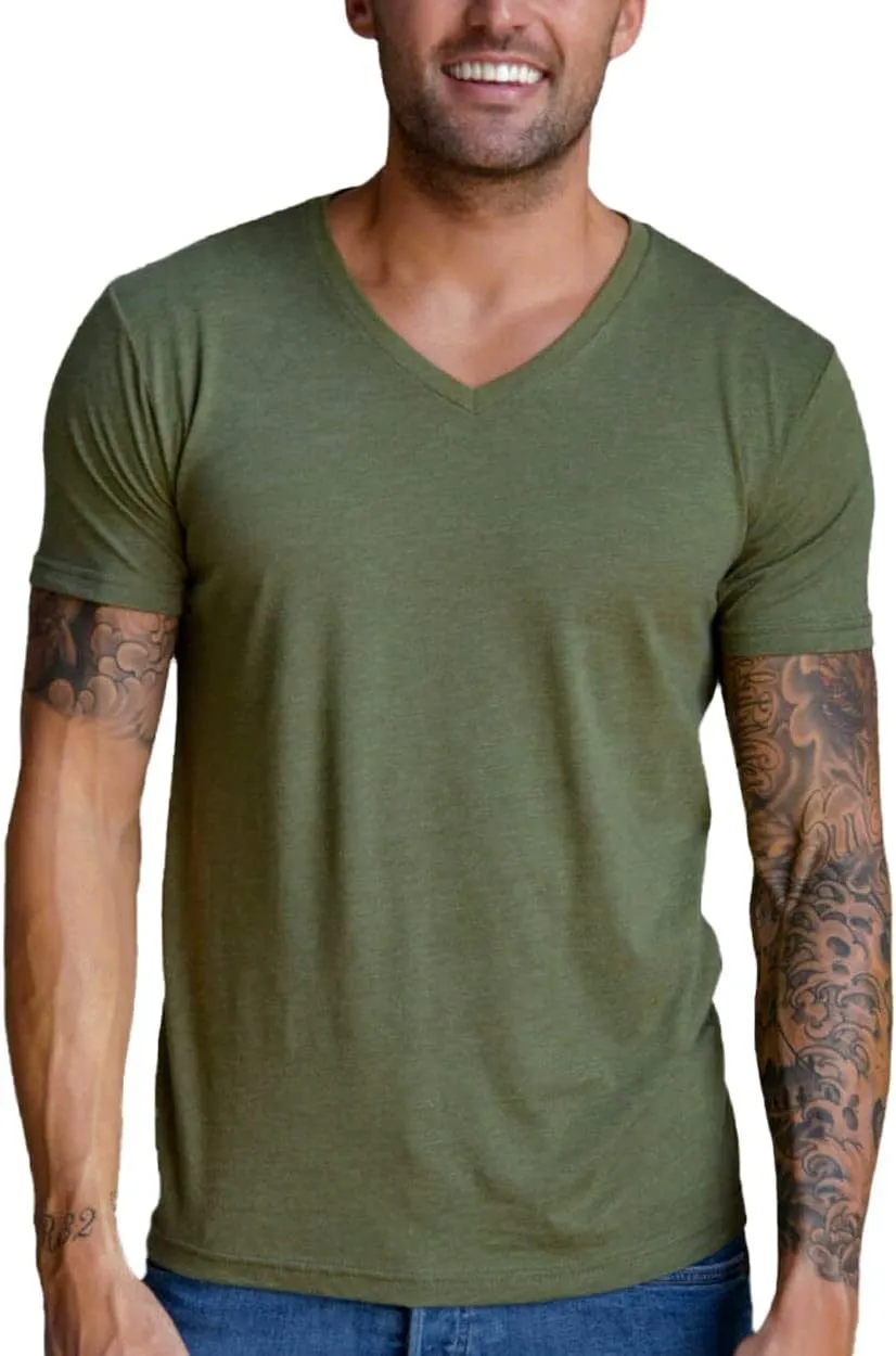INTO THE AM Premium V Neck T Shirts for Men - Modern Fitted Tees S - 2XL Vneck Undershirts