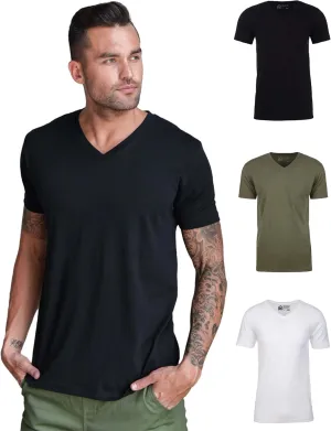 INTO THE AM Premium V Neck T Shirts for Men - Modern Fitted Tees S - 2XL Vneck Undershirts