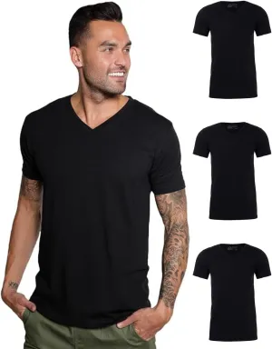 INTO THE AM Premium V Neck T Shirts for Men - Modern Fitted Tees S - 2XL Vneck Undershirts