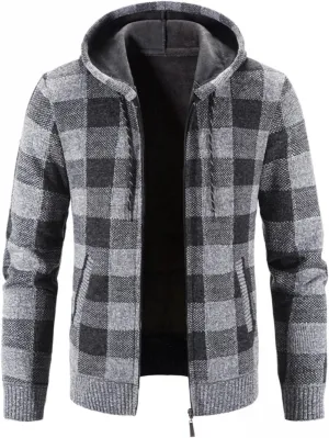 Jackets for Men,Men's Open Front Cardigan Sweater Full Zip Up Hooded Hoodies Knitted Sweatshirts Winter Coats Outwear