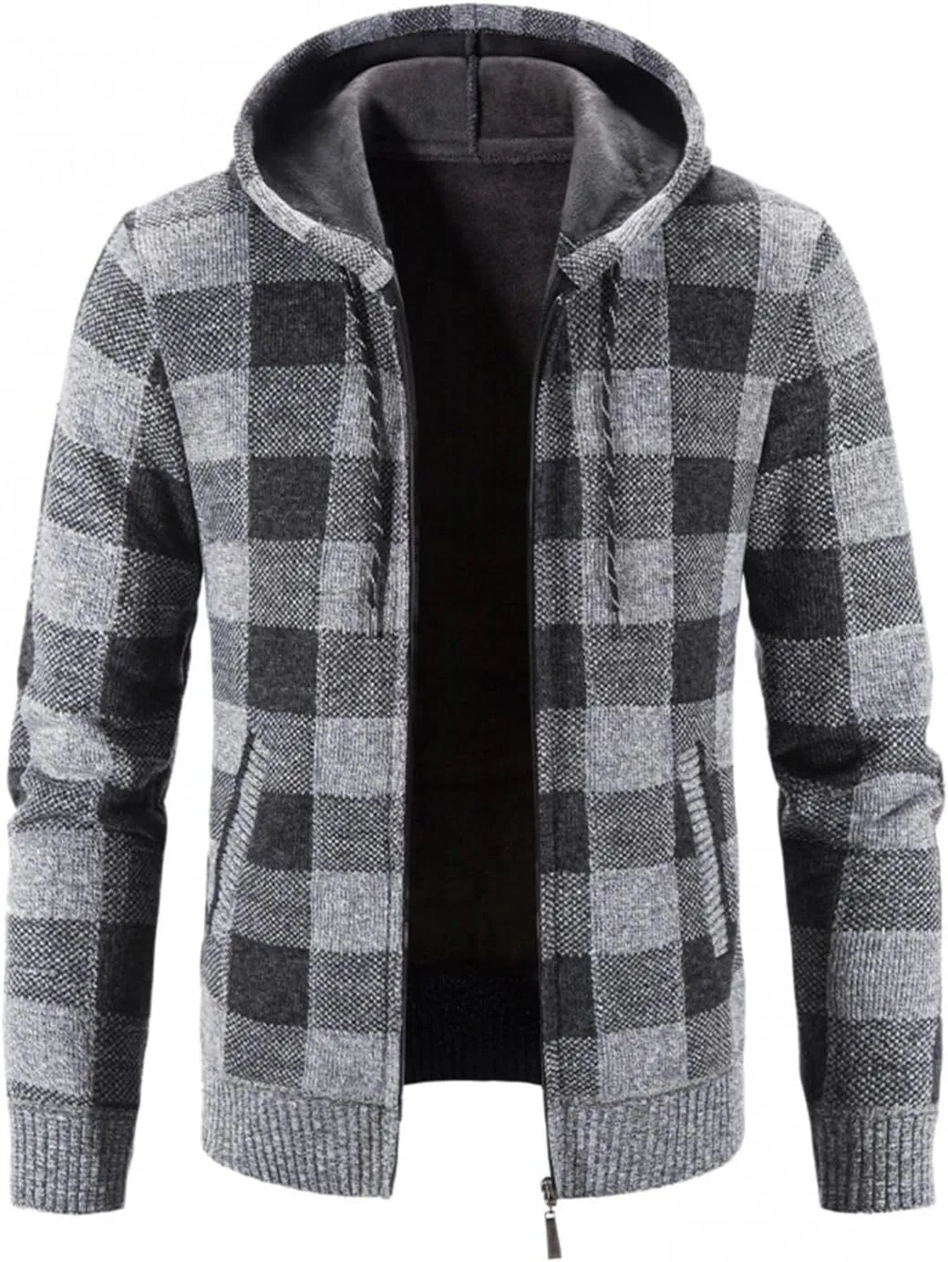 Jackets for Men,Men's Open Front Cardigan Sweater Full Zip Up Hooded Hoodies Knitted Sweatshirts Winter Coats Outwear