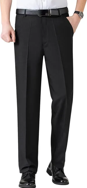 JEShifangjiusu Men's Chino Flat Front Slim Fit Pant Casual Cotton Stretch Suit Pants Lightweight Skinny Fit Dress Pant (35,Black), Black, 35