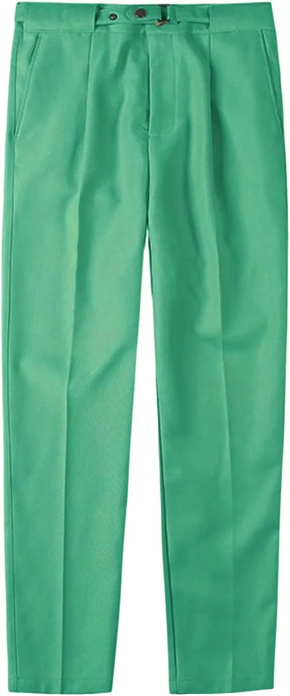 JEShifangjiusu Men's Dress Trousers Solid Color Flat Front Skinny Business Pants Slim Fit Chino Pencil Formal Pants (33,Green), Green, 33