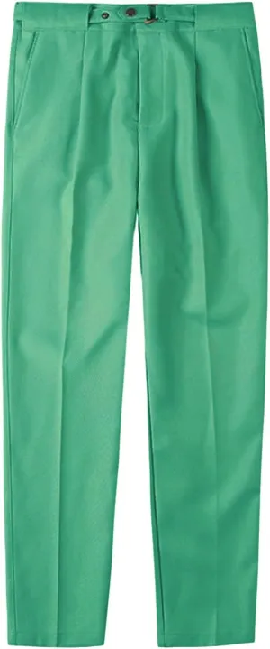 JEShifangjiusu Men's Dress Trousers Solid Color Flat Front Skinny Business Pants Slim Fit Chino Pencil Formal Pants (33,Green), Green, 33