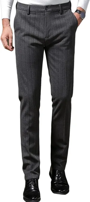 JEShifangjiusu Men's Regular Fit Linen Suit Pant Slim Fit Stretch Dress Pant Loose Flat Front Dress Pant Chino Pant (35,Dark Grey), Dark Grey, 35