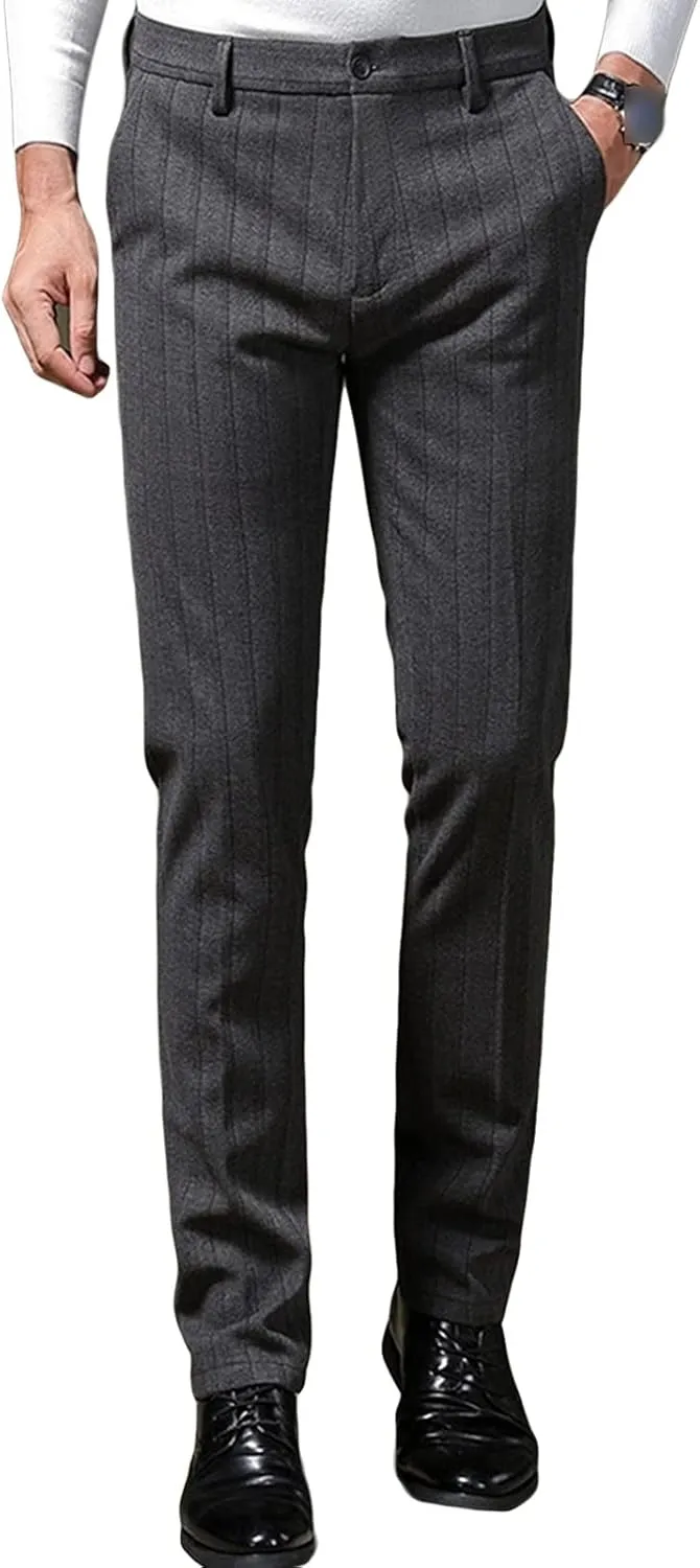JEShifangjiusu Men's Regular Fit Linen Suit Pant Slim Fit Stretch Dress Pant Loose Flat Front Dress Pant Chino Pant (35,Dark Grey), Dark Grey, 35
