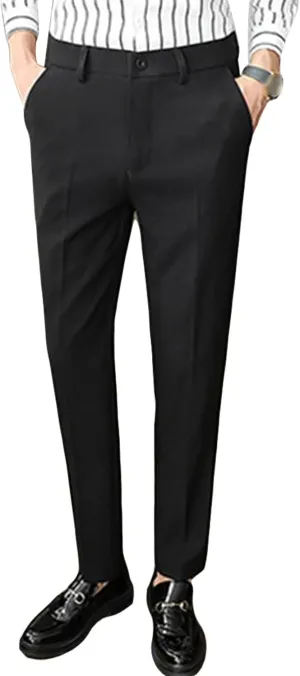 JEShifangjiusu Men's Skinny Stretchy Khaki Pants Slim Fit Slacks Tapered Trousers Wrinkle-Free Comfort Dress Chino Pant, Black, 33