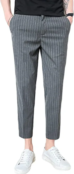 JEShifangjiusu MenS Slim Fit Dress Pants Stretch Dress Pants Skinny Khaki Pants Chino Pant Business Stripe Tapered Trousers (34,Grey), Grey, 34