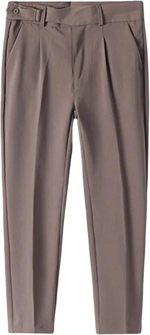 JEShifangjiusu Men's Slim Fit Stretch Dress Pants Skinny Fit Flat Front Suit Pants Plaid Business Chino Pants with Pockets (32,Dark Khaki), Dark Khaki, 32
