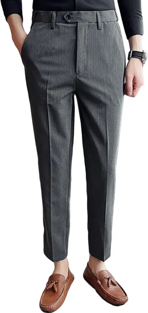 JEShifangjiusu Men's Stretch Dress Pants Casual Slim Fit Skinny Suit Pants Solid Color Business Chino Trousers Chino Pants (38,Dark Grey), Dark Grey, 38