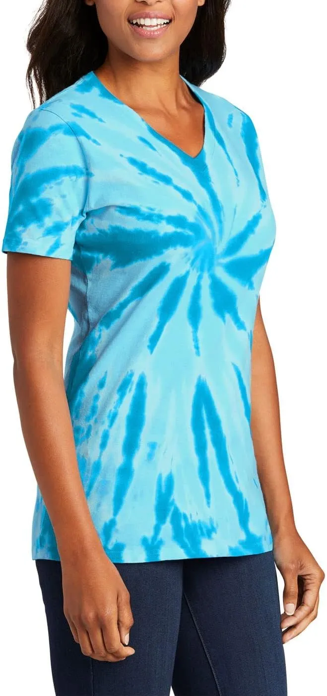 JustBlanks Womens Short Sleeves T-Shirts 100% Cotton Tie-Dye V-Neck Tee