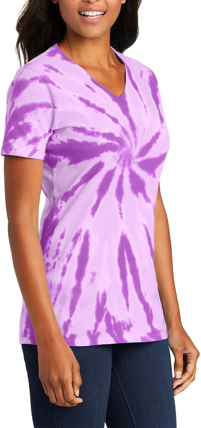 JustBlanks Womens Short Sleeves T-Shirts 100% Cotton Tie-Dye V-Neck Tee