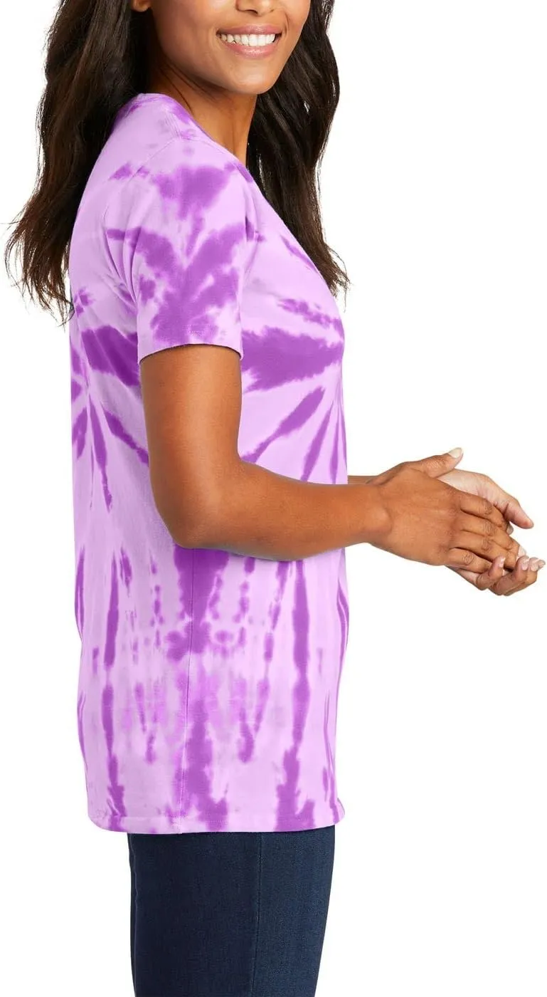 JustBlanks Womens Short Sleeves T-Shirts 100% Cotton Tie-Dye V-Neck Tee
