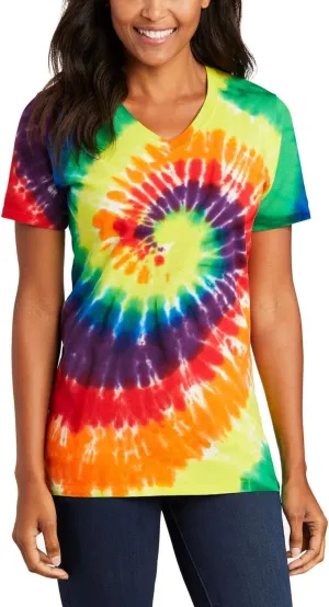 JustBlanks Womens Short Sleeves T-Shirts 100% Cotton Tie-Dye V-Neck Tee