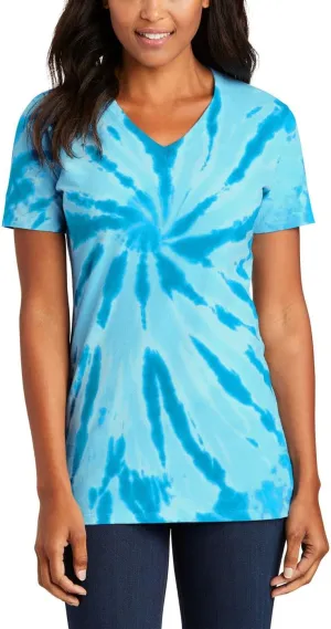 JustBlanks Womens Short Sleeves T-Shirts 100% Cotton Tie-Dye V-Neck Tee