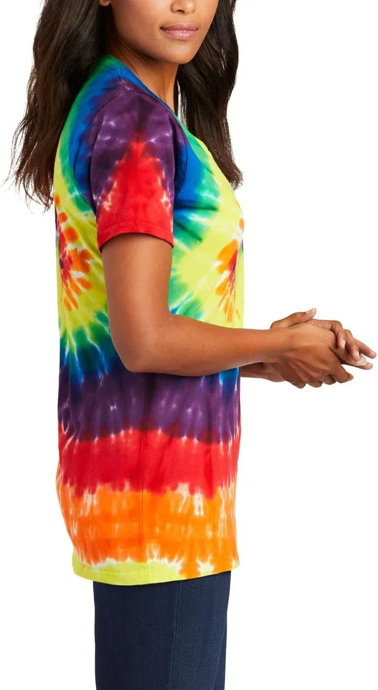 JustBlanks Womens Short Sleeves T-Shirts 100% Cotton Tie-Dye V-Neck Tee