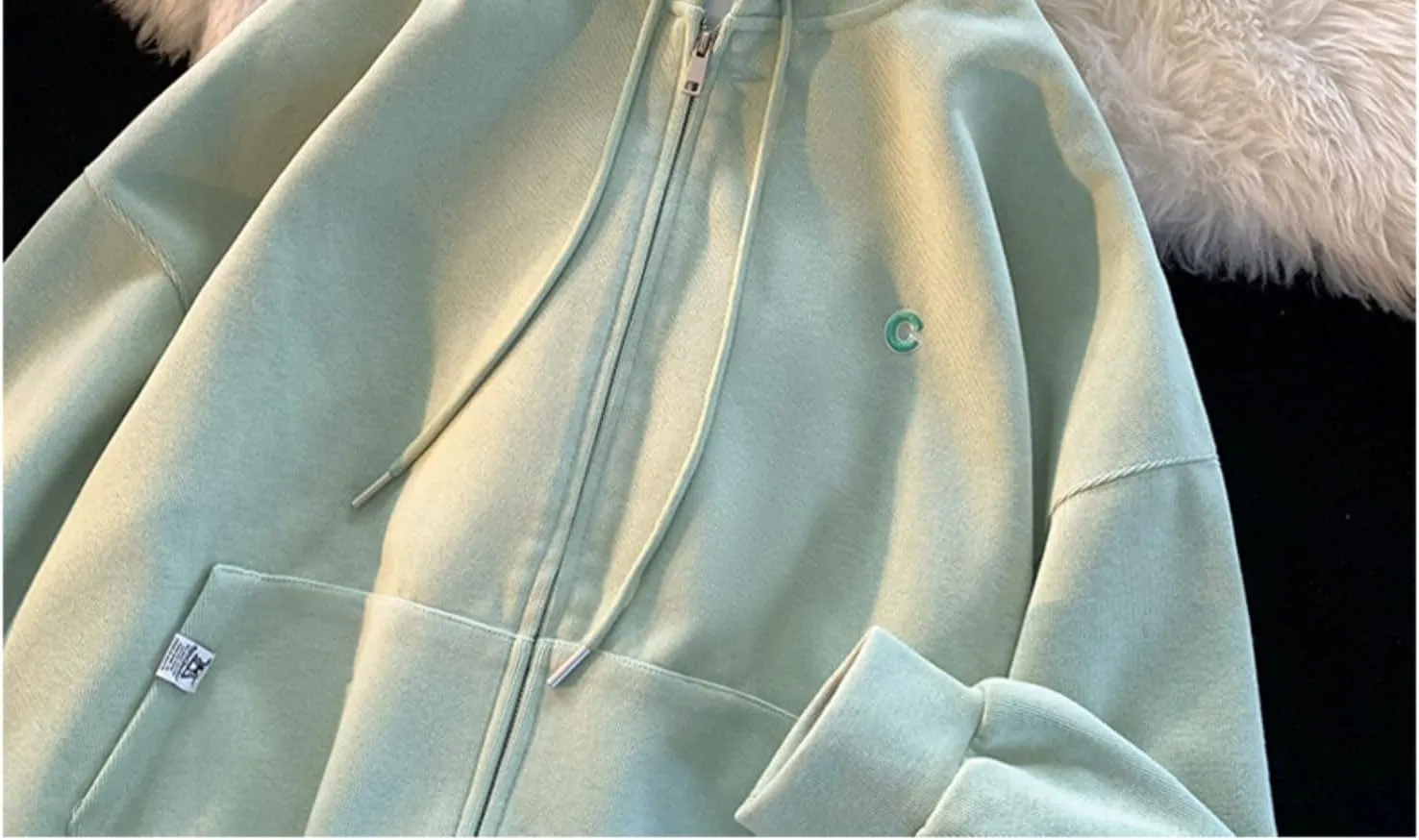 Kawaii Letter Embroidery Zip Up Hoodies for Women Japanese Cutecore Oversized Sweatshirts Casual Preppy Coats