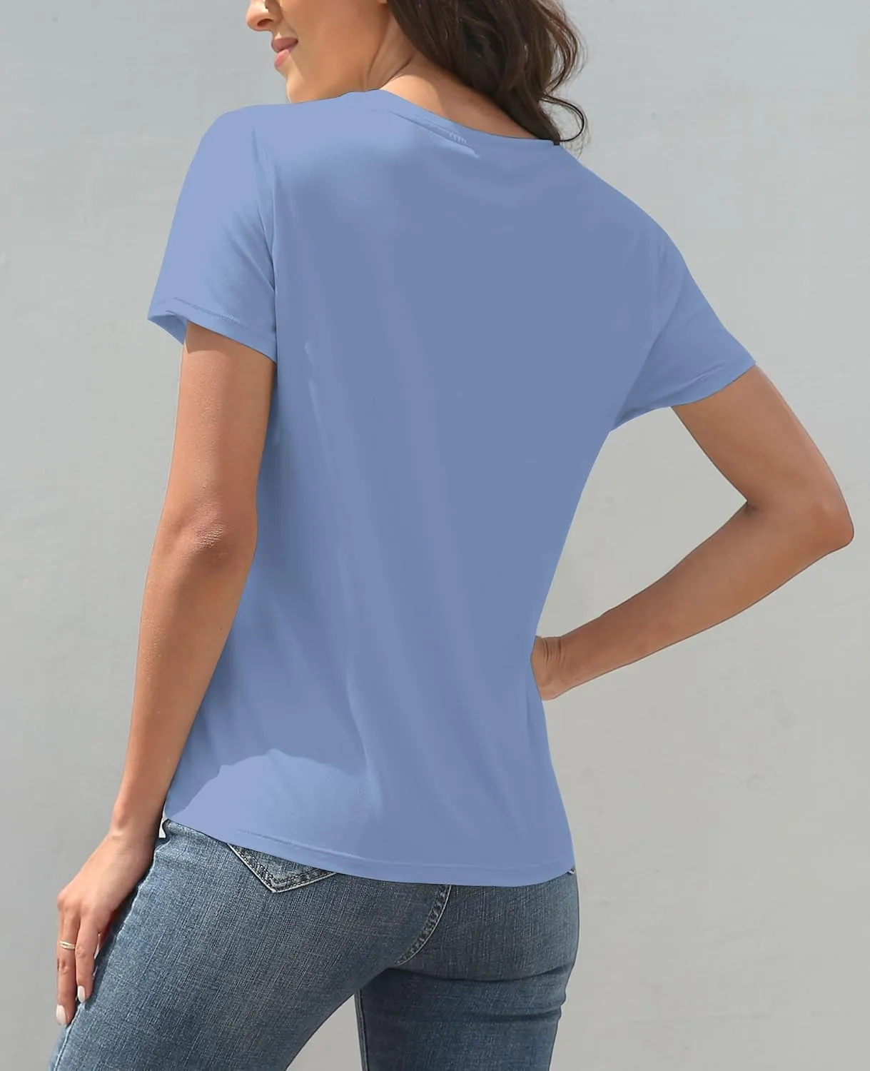 KevaMolly 3 Piece Basic T Shirts for Women 2025 UPF 50  Short Sleeve Casual Summer Tops Solid Loose Fit Tshirt