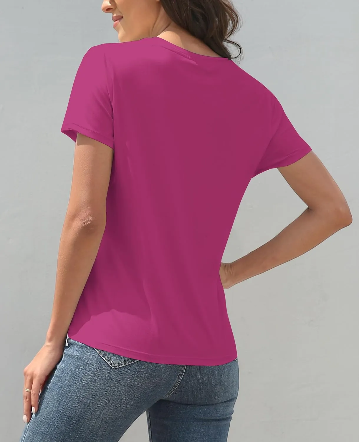 KevaMolly 3 Piece Basic T Shirts for Women 2025 UPF 50  Short Sleeve Casual Summer Tops Solid Loose Fit Tshirt