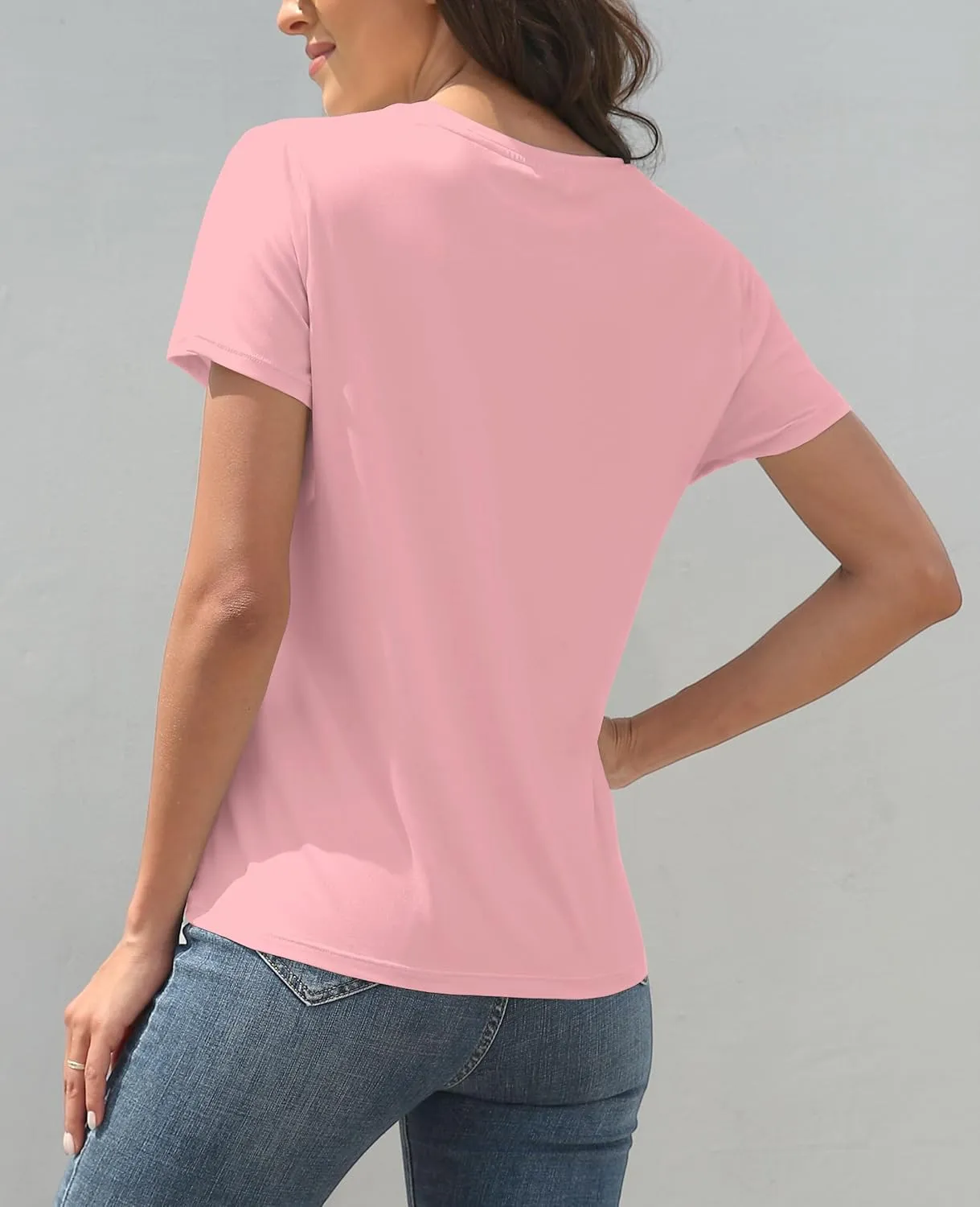 KevaMolly 3 Piece Basic T Shirts for Women 2025 UPF 50  Short Sleeve Casual Summer Tops Solid Loose Fit Tshirt
