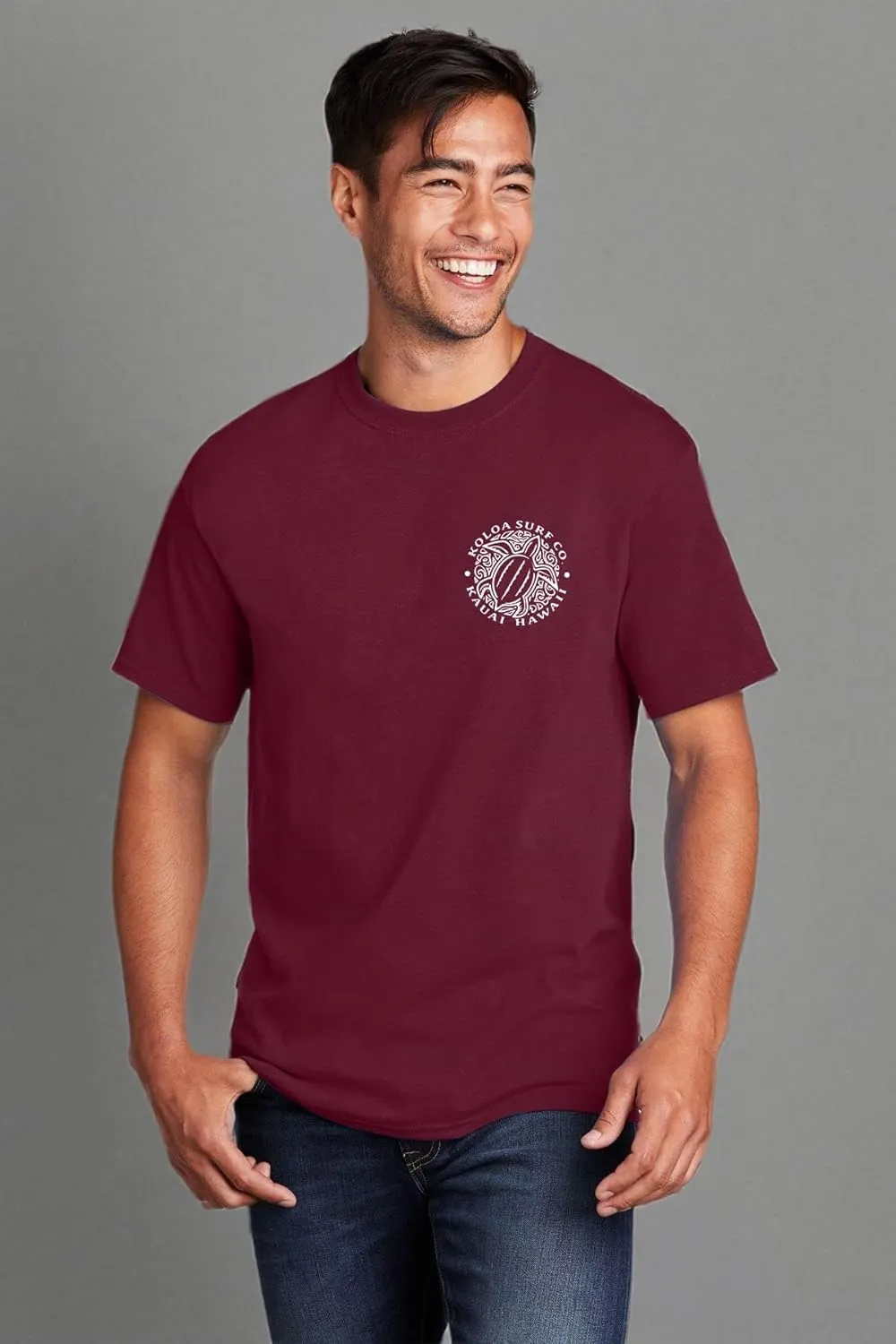 Koloa Surf Hawaiian Honu Turtle Logo Cotton T-Shirts in Regular, Big and Tall