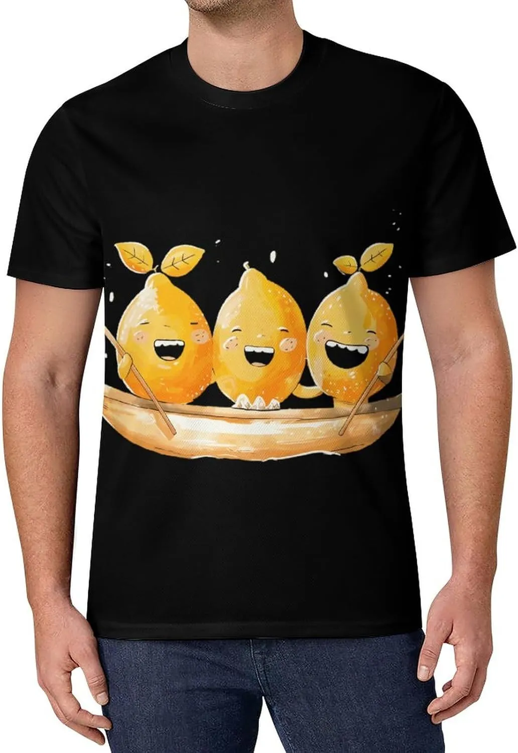 Lemon Boating Funny Lemonade Men's Short Sleeve Tee Casual Crew Neck T-Shirts Summer Workout Tops Graphic