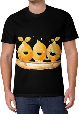 Lemon Boating Funny Lemonade Men's Short Sleeve Tee Casual Crew Neck T-Shirts Summer Workout Tops Graphic