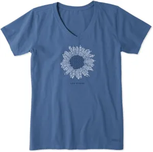 Life is Good Women's Crusher Tee, Short Sleeve Cotton Graphic T-Shirts, French Sunflower
