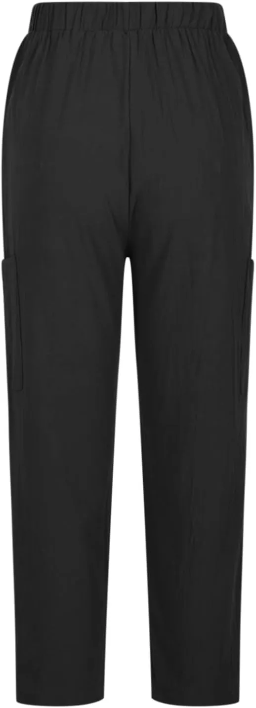Linen Pants for Women Summer Beach Straight Leg Trousers Casual Elastic Waist Breathable Slacks Pants with Pocket