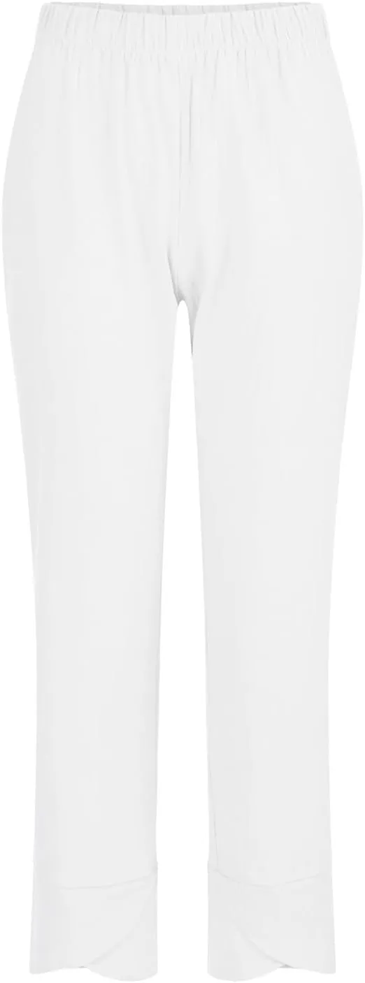 Linen Pants Women Casual Summer Capris Lightweight Cropped Pant Baggy Palazzo Pants Soft Wide Leg Trousers Pants with Pockets