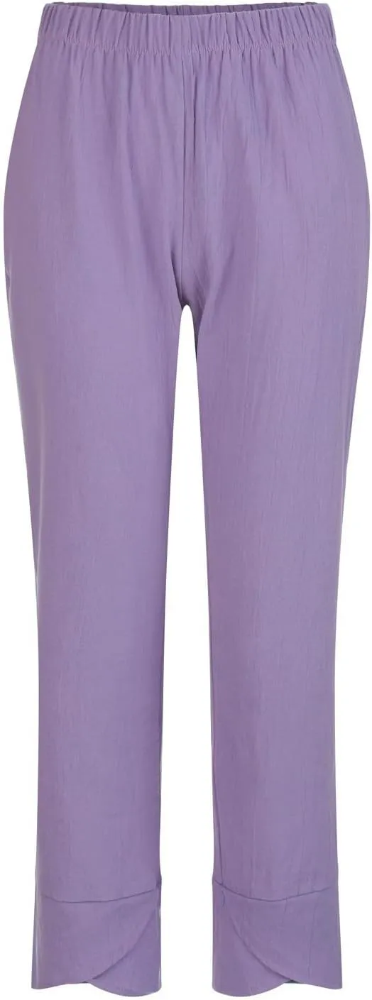 Linen Pants Women Casual Summer Capris Lightweight Cropped Pant Baggy Palazzo Pants Soft Wide Leg Trousers Pants with Pockets