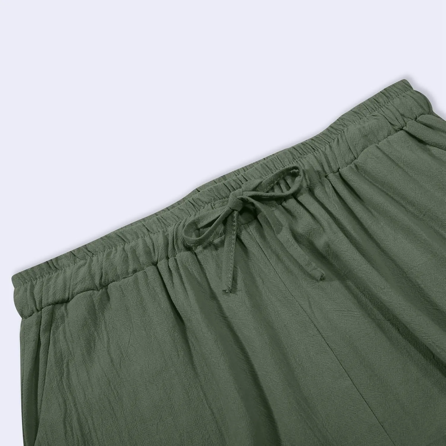 Linen Pants Women Loose Fit Summer Casual Solid Color Boho Plus Size High Waist Linen Pants Cotton Comfy Lounge Trousers