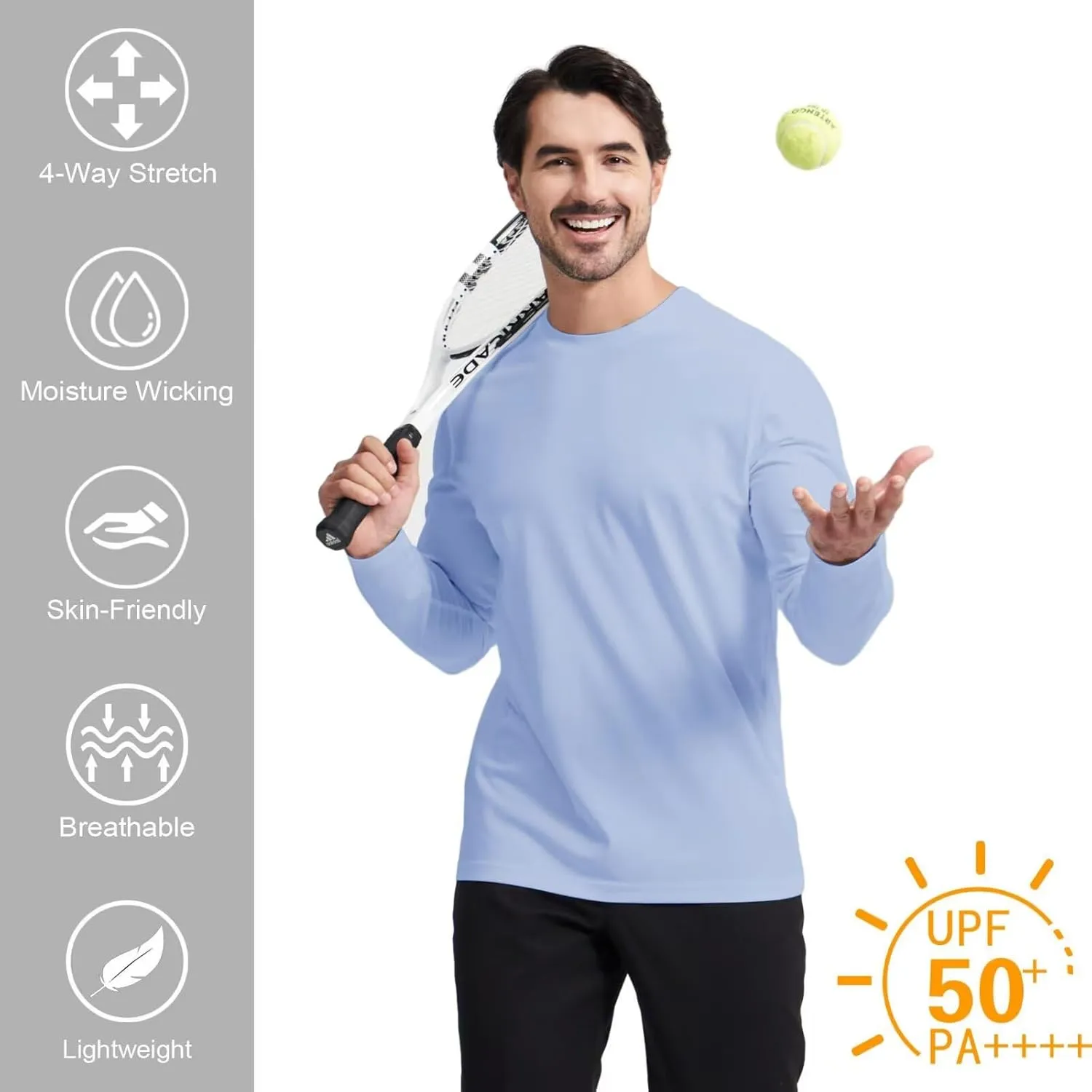 M MAELREG Mens T Shirt Moisture Wicking Short and Long Sleeve Lightweight Casual Crewneck Golf Tee Shirts for Men