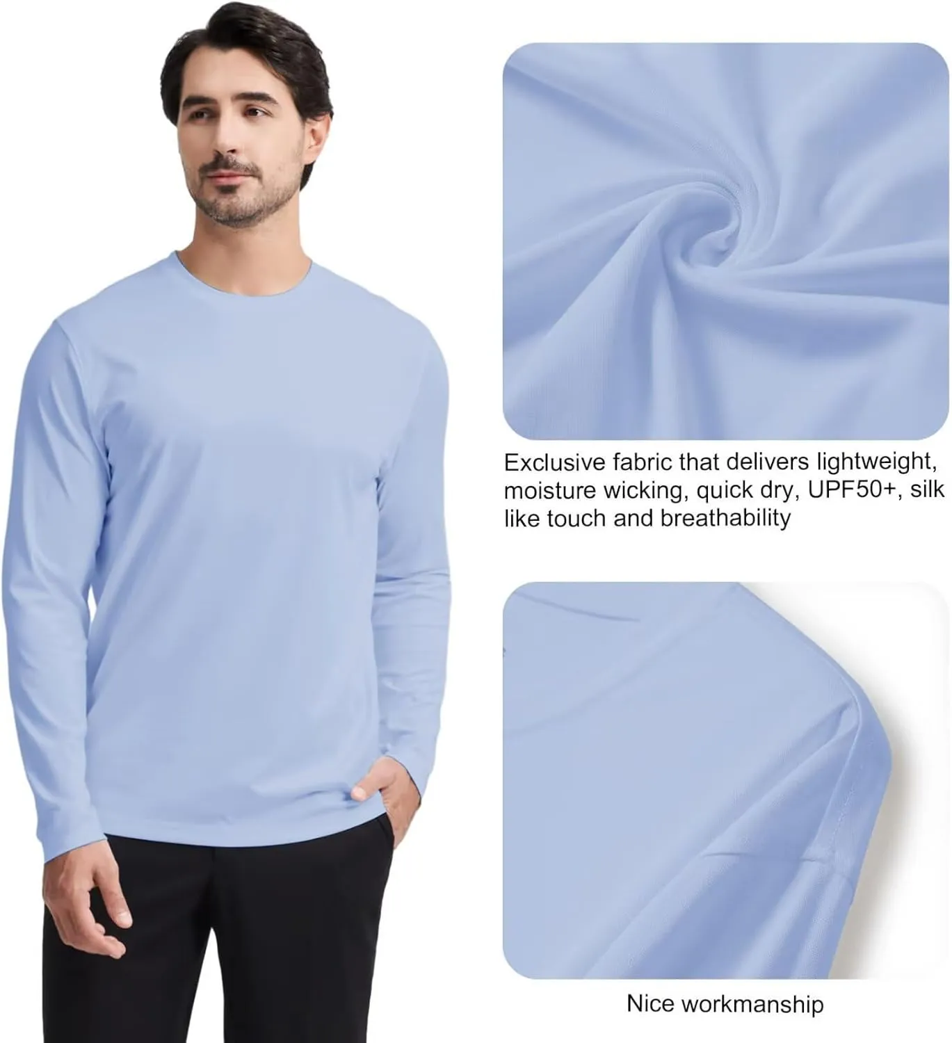 M MAELREG Mens T Shirt Moisture Wicking Short and Long Sleeve Lightweight Casual Crewneck Golf Tee Shirts for Men