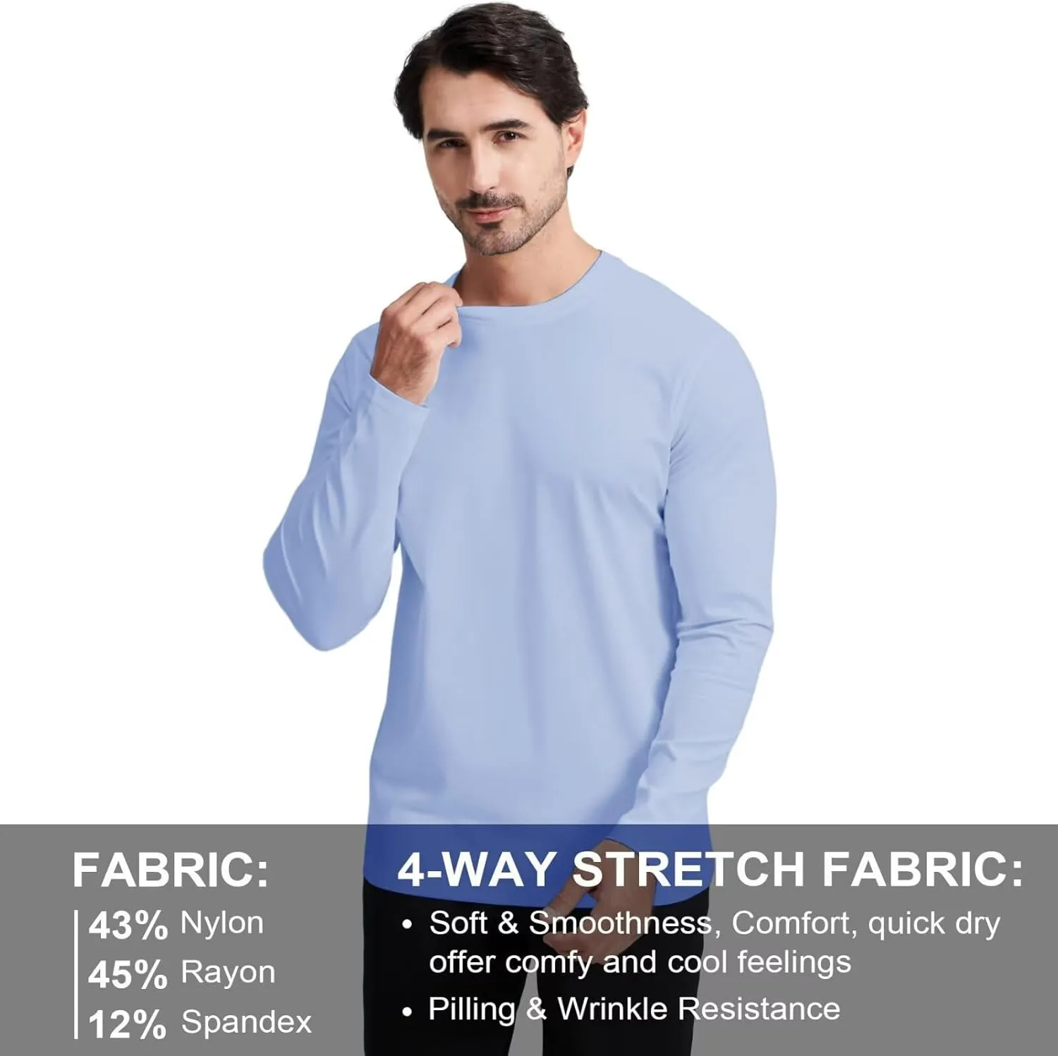 M MAELREG Mens T Shirt Moisture Wicking Short and Long Sleeve Lightweight Casual Crewneck Golf Tee Shirts for Men