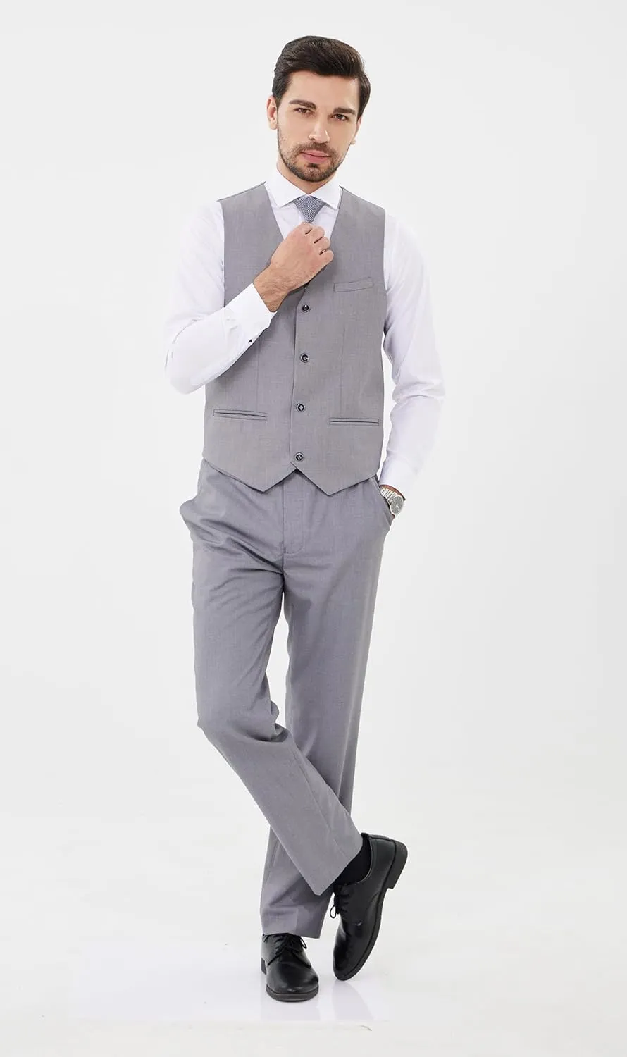 MAGE MALE Mens Suits Slim Fit 3 Piece Tuxedo Suit One Button Solid Prom Wedding Party Blazer Vest Pants Set with Tie