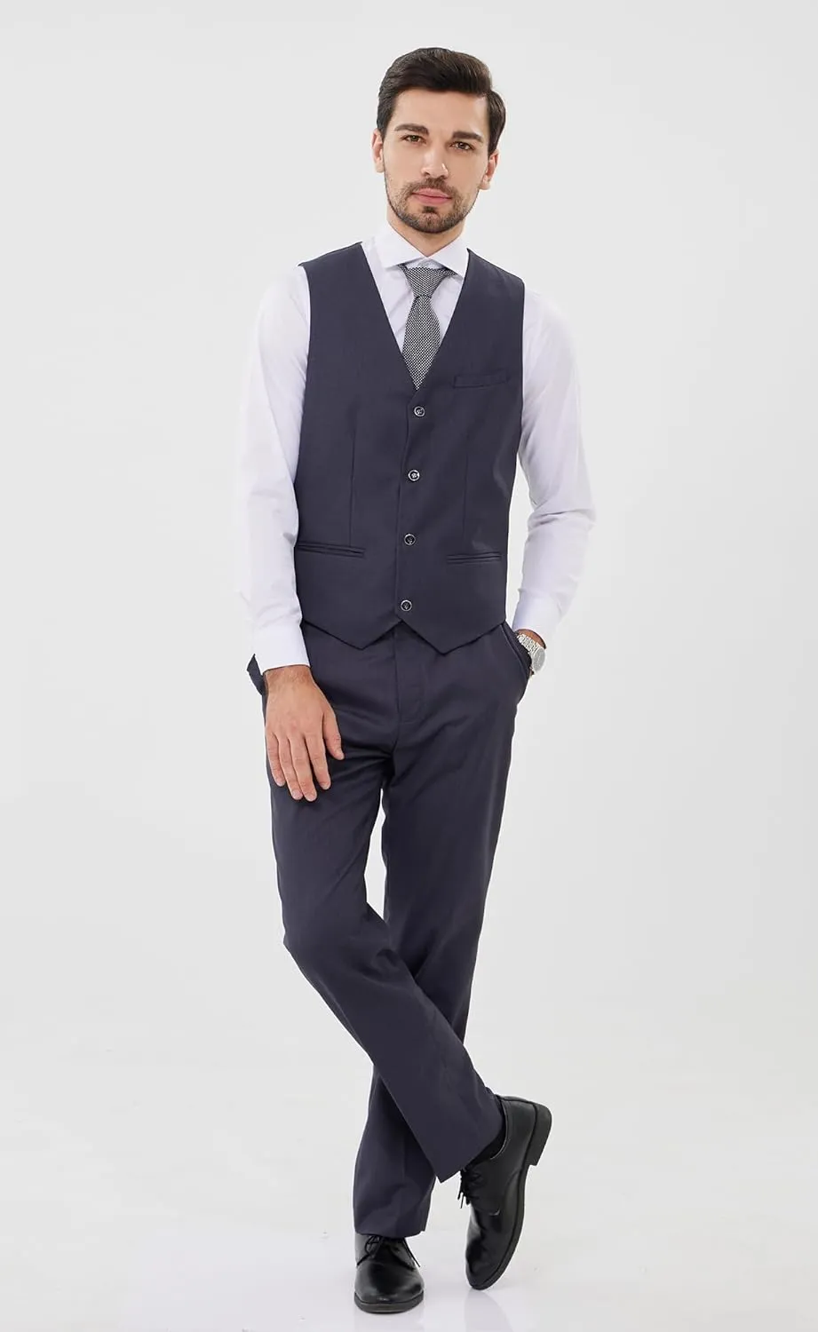 MAGE MALE Mens Suits Slim Fit 3 Piece Tuxedo Suit One Button Solid Prom Wedding Party Blazer Vest Pants Set with Tie