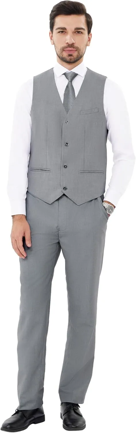 MAGE MALE Mens Suits Slim Fit 3 Piece Tuxedo Suit One Button Solid Prom Wedding Party Blazer Vest Pants Set with Tie